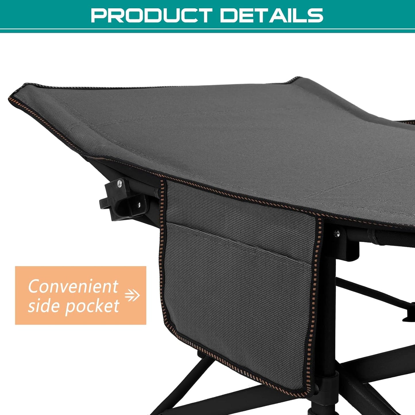 LILYPELLE Folding Camping Cot, Heavy Duty Sleeping Cots with Carry Bag, Double Layer Oxford Portable Travel Camp Cots for Home, Office Nap and Outdoor Beach