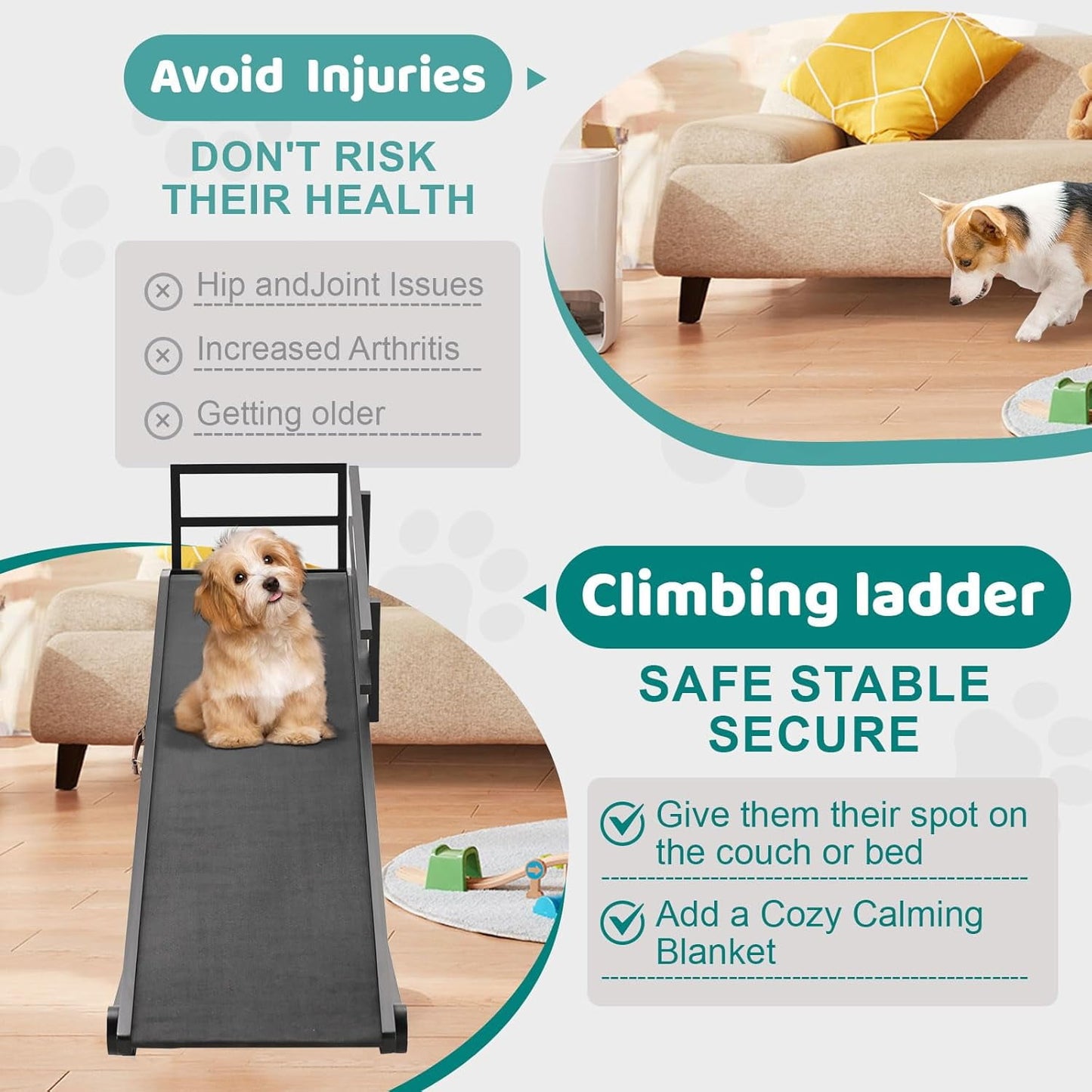 LILYPELLE Foldable Pet Ramp Bed for Dogs Cats with Non-slip Rubber