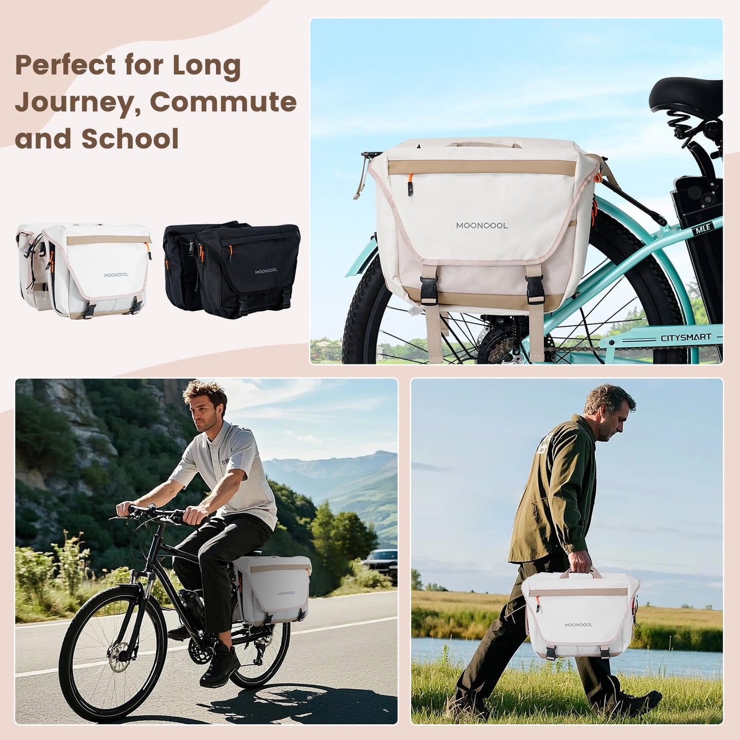 Lilypelle 11Gal 900D Waterproof Cycling Bicycle Saddle Bag ,Bike Storage Pouch,Rear Rack Seat Trunk