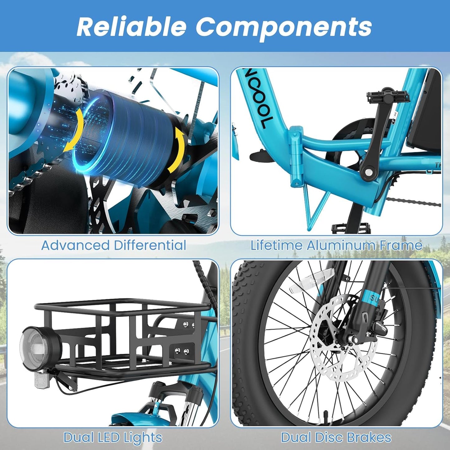 Lilypelle TK Pro Folding Electric Tricycle with Rack Bags , 6-Speed Peak 1500W Motor 48V Electric Trike for Adults, 20" Fat Tire 3 Wheel Electric Bicycle with Front & Rear Baskets