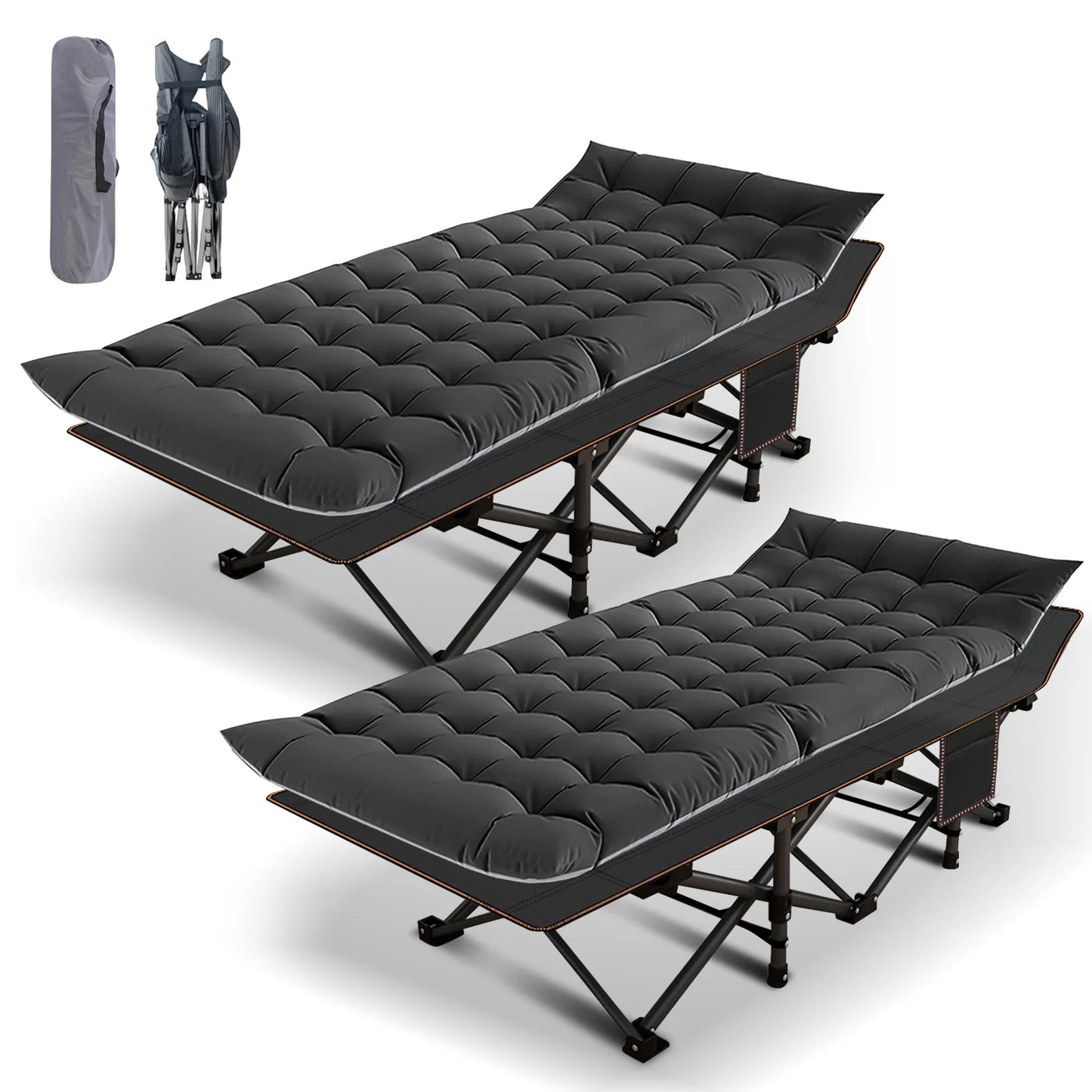 Lilypelle Folding Camping Cot for Adults, Portable Sleeping Cot, Folding Cot Rollaway Guest Bed with 3.3 inch 2 Sided Mattress and Carry Bag