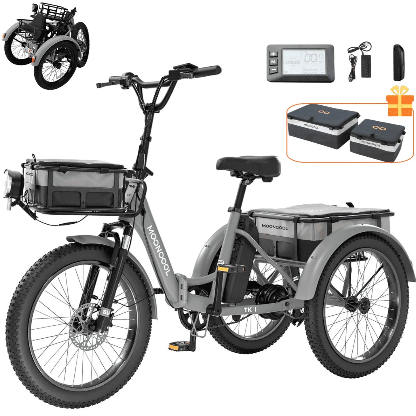 LILYPELLE Electric Trike for Adults, 750W Folding Electric Tricycle Electric Trike, 3 Wheel Electric Bicycle Motorized Three Wheel Ebike with Large Basket for Women Men