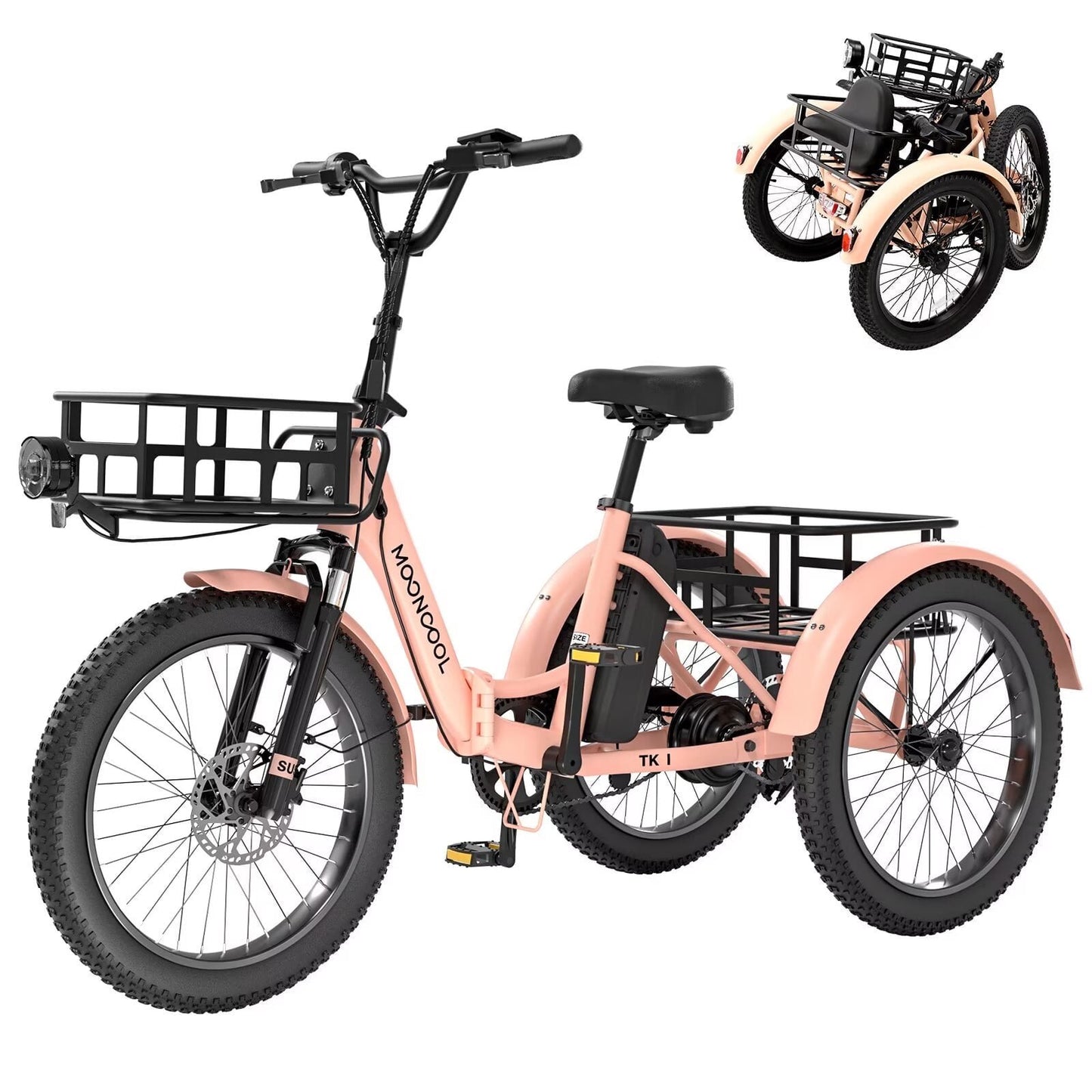 LILYPELLE Electric Trike for Adults, 750W Folding Electric Tricycle Electric Trike, 3 Wheel Electric Bicycle Motorized Three Wheel Ebike with Large Basket for Women Men