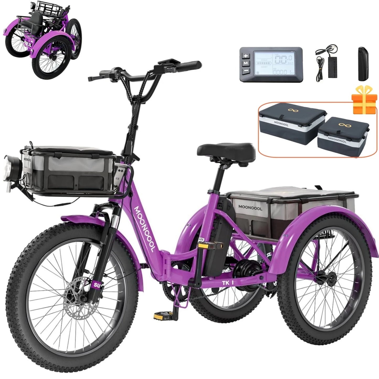 LILYPELLE Electric Trike for Adults, 750W Folding Electric Tricycle Electric Trike, 3 Wheel Electric Bicycle Motorized Three Wheel Ebike with Large Basket for Women Men