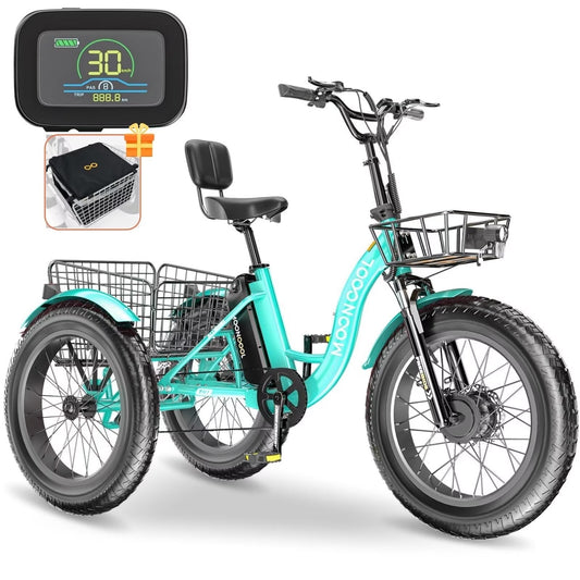 Lilypelle 7-Speed Electric Tricycle with 20" x 4" Fat Tires for Adults,500W 48V 14.5Ah Lithium Battery ,3 Wheels Electric bike with Front & Rear Basket for Men, Women,Senior