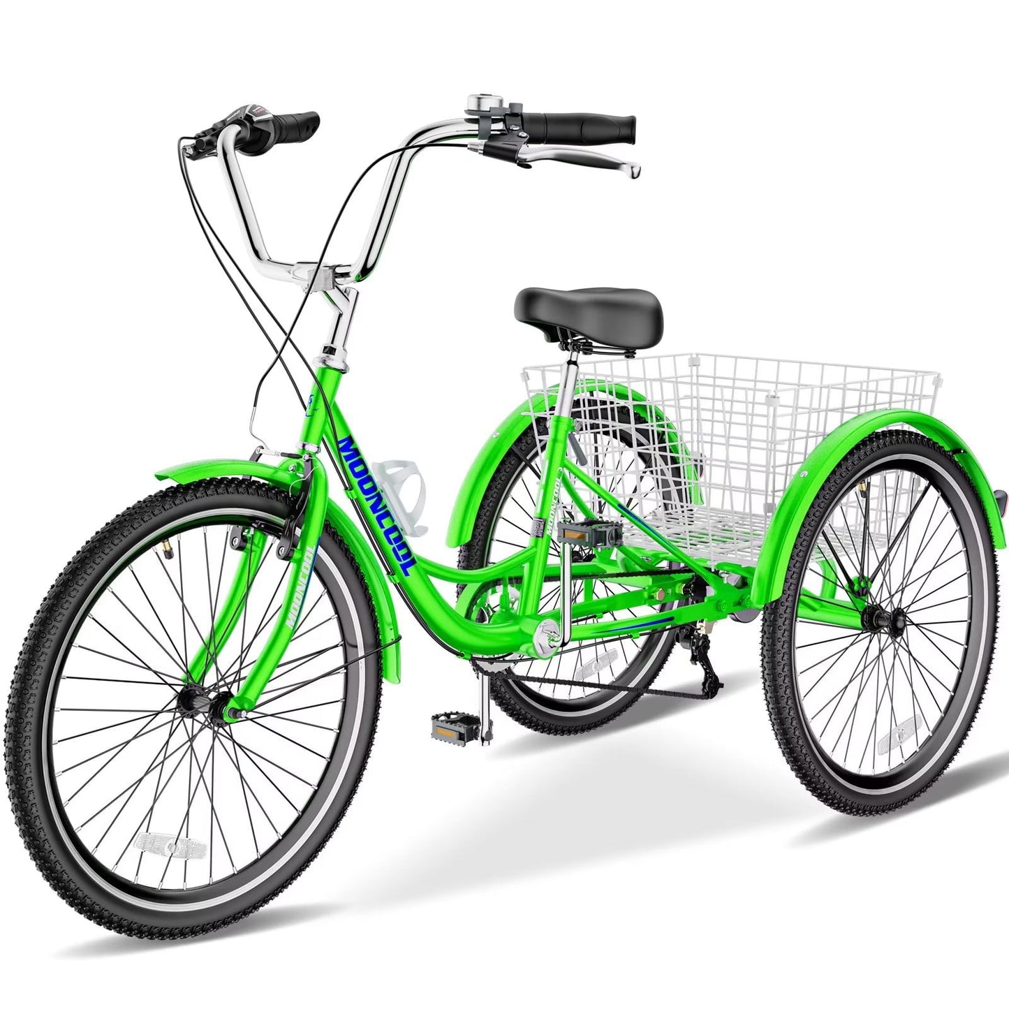 Lilypelle Adult Tricycle 24" Wheels Low Stepover Frame Bike, 7-Speed Shimano Derailleur Trike, 3 Wheels Bike with Basket