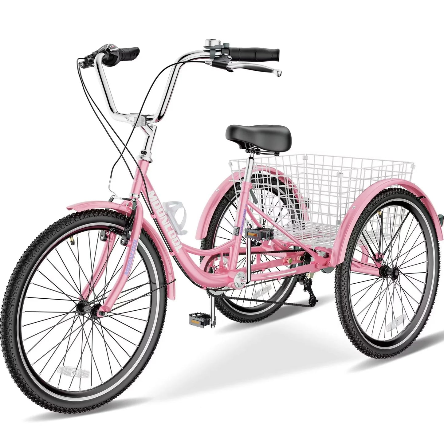 Lilypelle Adult Tricycle 24" Wheels Low Stepover Frame Bike, 7-Speed Shimano Derailleur Trike, 3 Wheels Bike with Basket