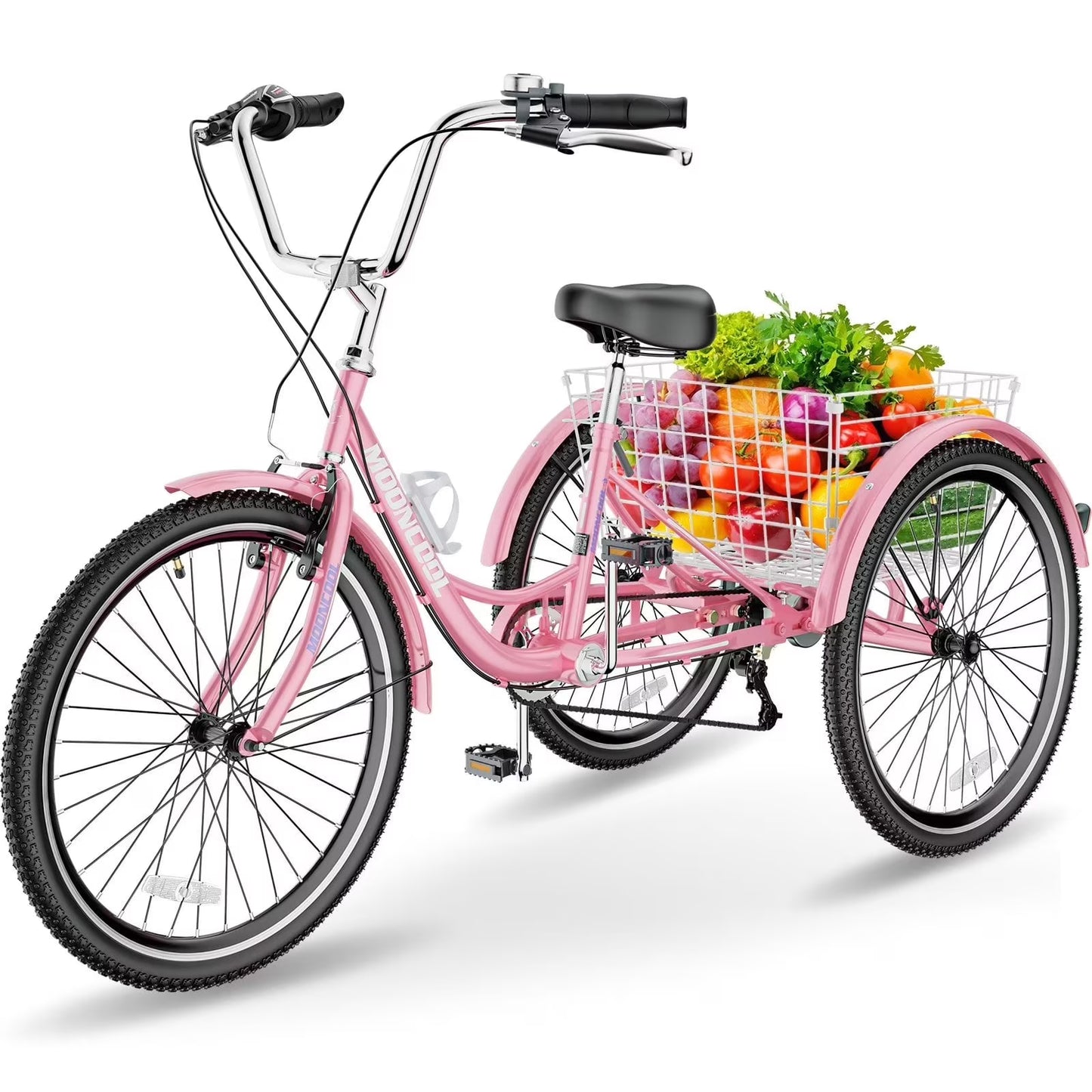 Lilypelle Adult Tricycles 7 Speed 20/24/26 Inch Three Wheel Bike Cruiser Trike with Low-Step Through Frame/Large Basket for Men, Women, Seniors