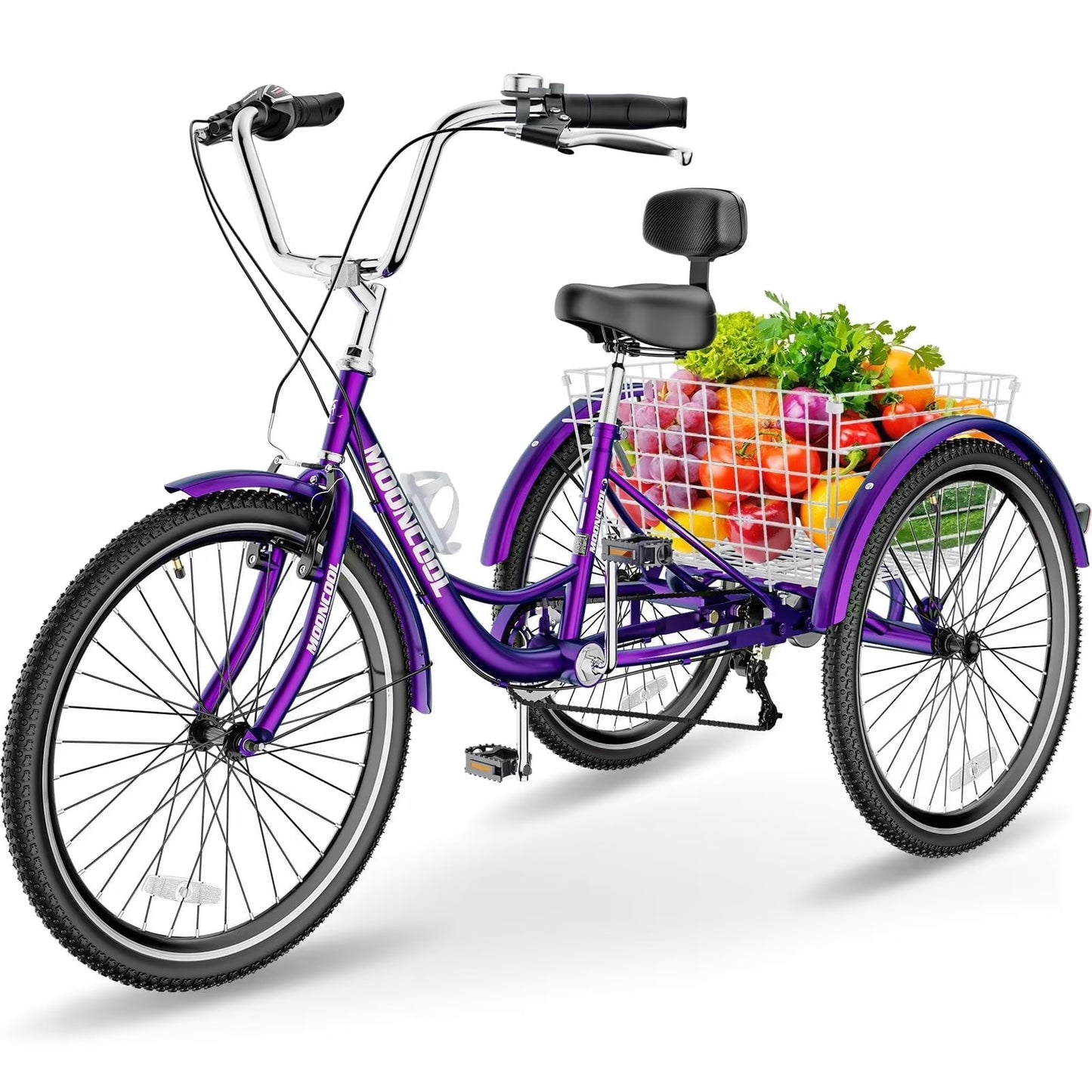 Lilypelle Adult Tricycles 7 Speed 20/24/26 Inch Three Wheel Bike Cruiser Trike with Low-Step Through Frame/Large Basket for Men, Women, Seniors