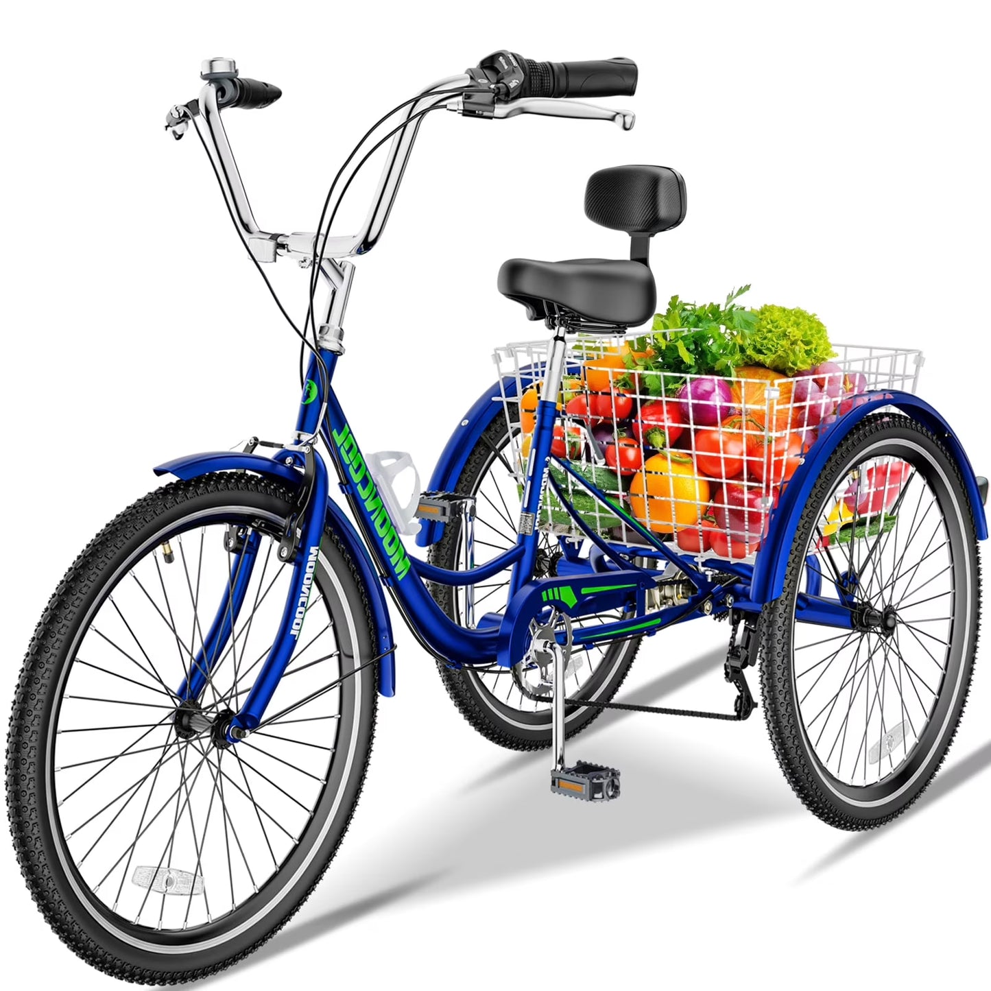 Lilypelle Adult Tricycles 7 Speed 20/24/26 Inch Three Wheel Bike Cruiser Trike with Low-Step Through Frame/Large Basket for Men, Women, Seniors