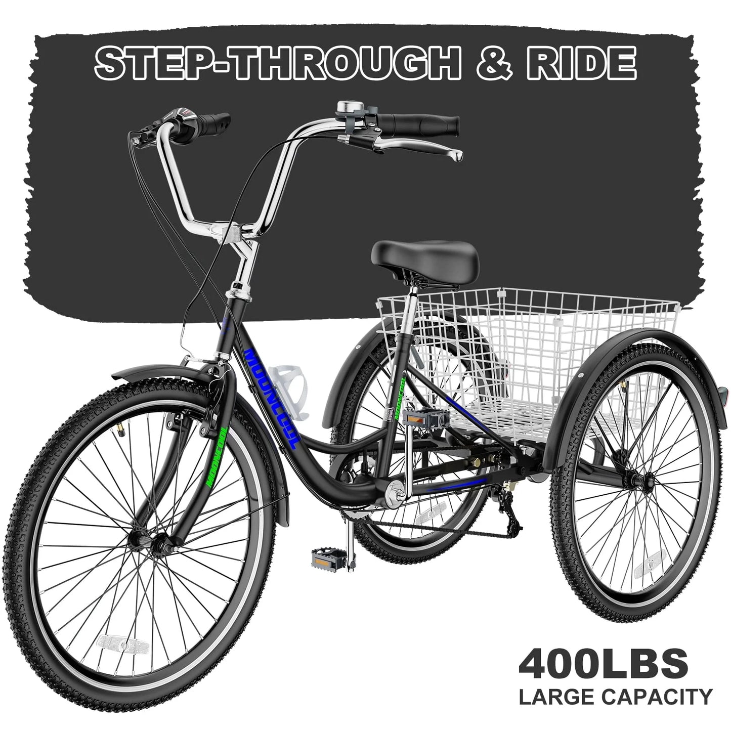 Lilypelle Adult Tricycles 7 Speed 26 inch Three Wheel Bike Cruiser Trike with Low-Step Through Frame/Large Basket for Men, Women, Seniors