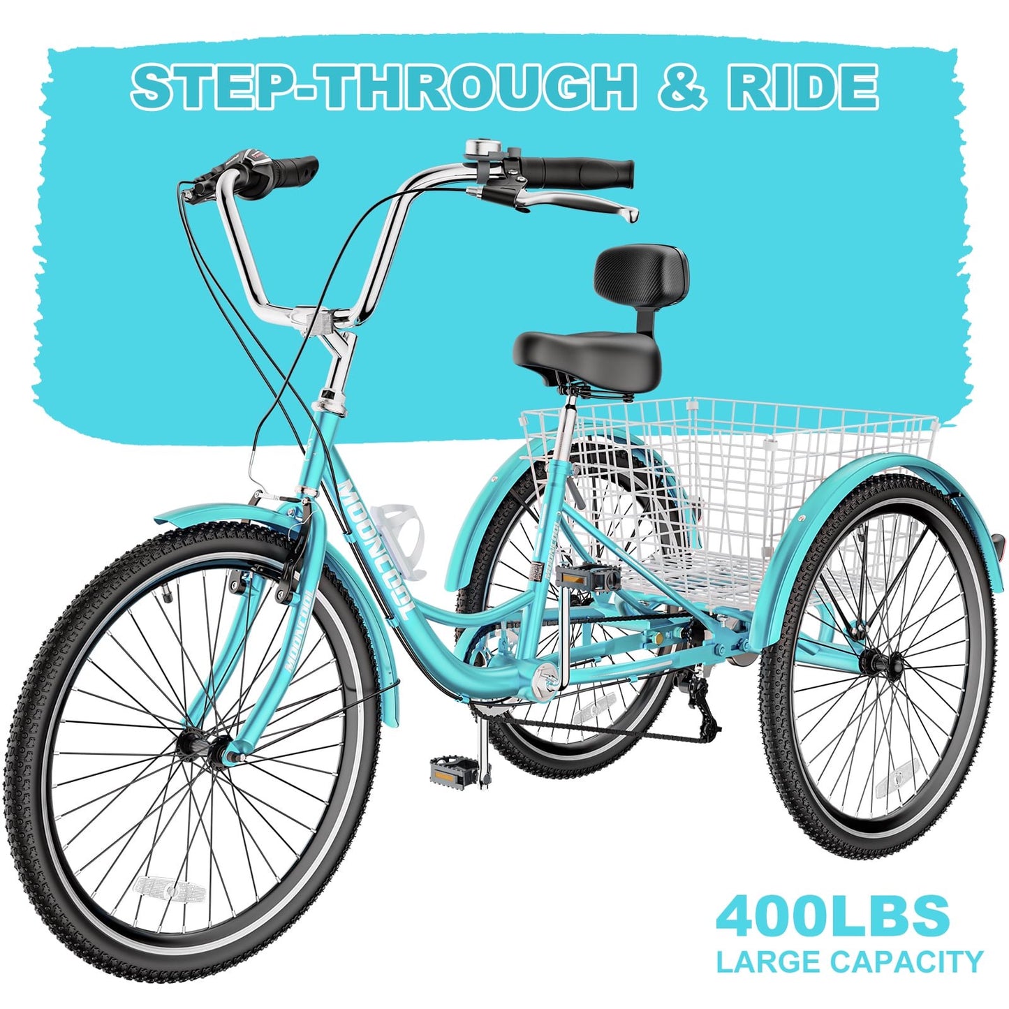 Lilypelle Adult Tricycles 7 Speed 26 inch Three Wheel Bike Cruiser Trike with Low-Step Through Frame/Large Basket for Men, Women, Seniors