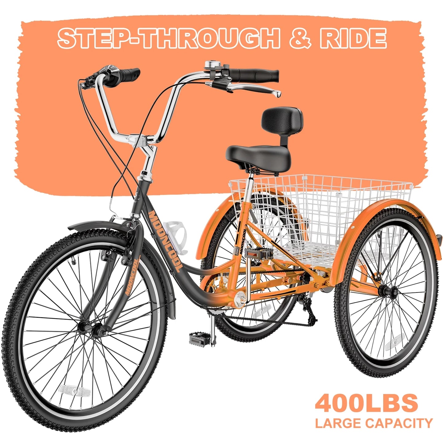 Lilypelle Adult Tricycles 7 Speed 26 inch Three Wheel Bike Cruiser Trike with Low-Step Through Frame/Large Basket for Men, Women, Seniors