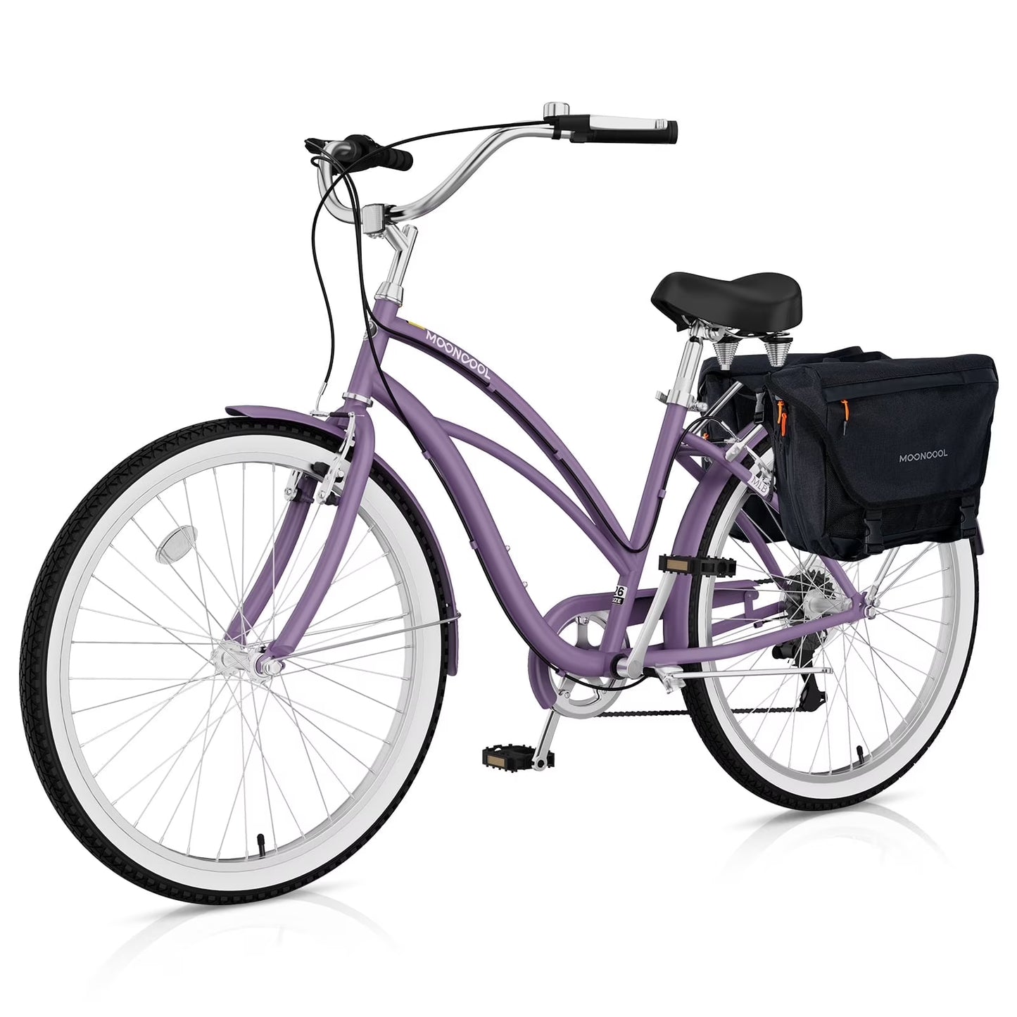 Lilypelle Adults Beach Cruiser Bicycle, 24" 26" Wheel 7 Speed Bike Fits Rider: 4'11"-6'2", Step Through Bikes for Commuting, Unisex
