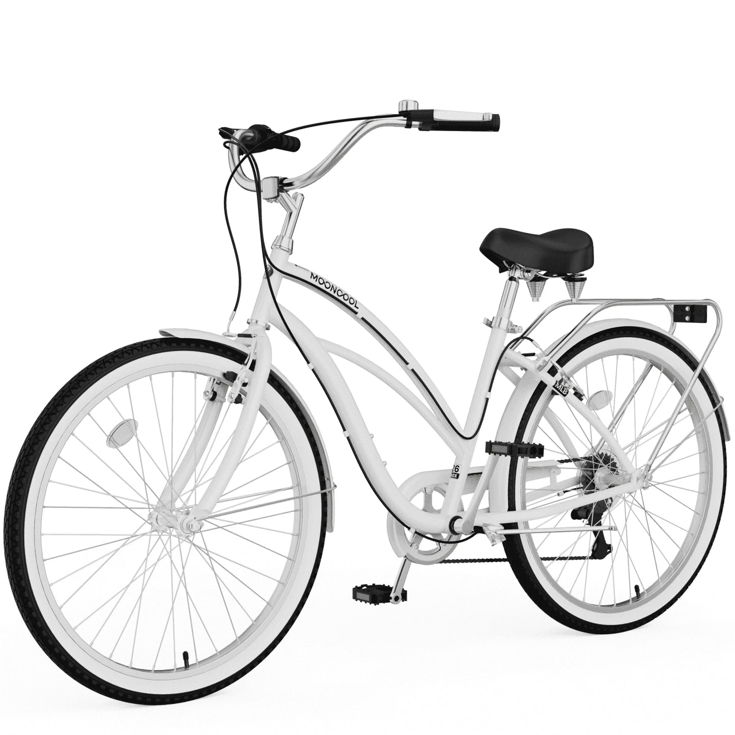 Lilypelle Beach Cruiser Bicycle, 24" 26" Wheel 7 Speed Bike Fits Rider: 4'11"-6'2", Step Through Bikes for Commuting, Unisex