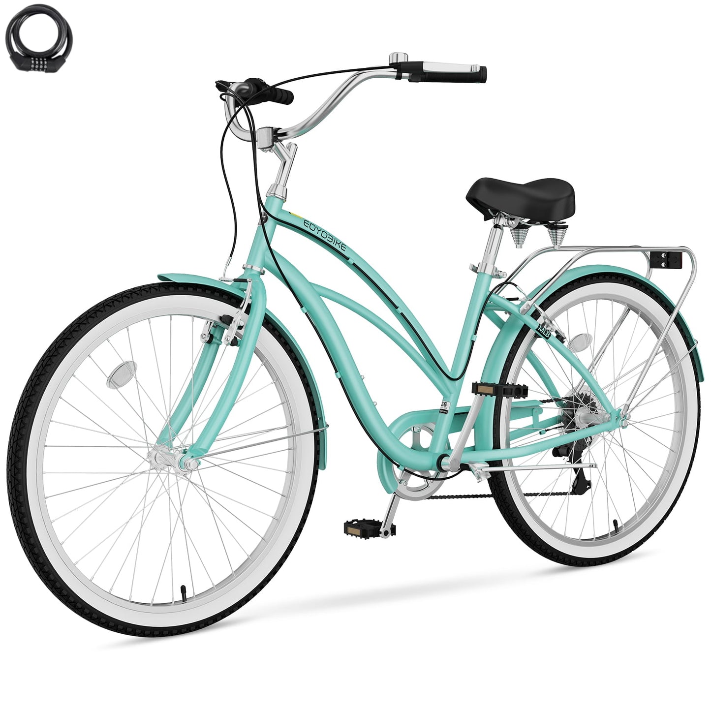 Lilypelle Adults Beach Cruiser Bicycle, 24" Wheel 7 Speed Bike , Step Through Bikes for Commuting, Unisex
