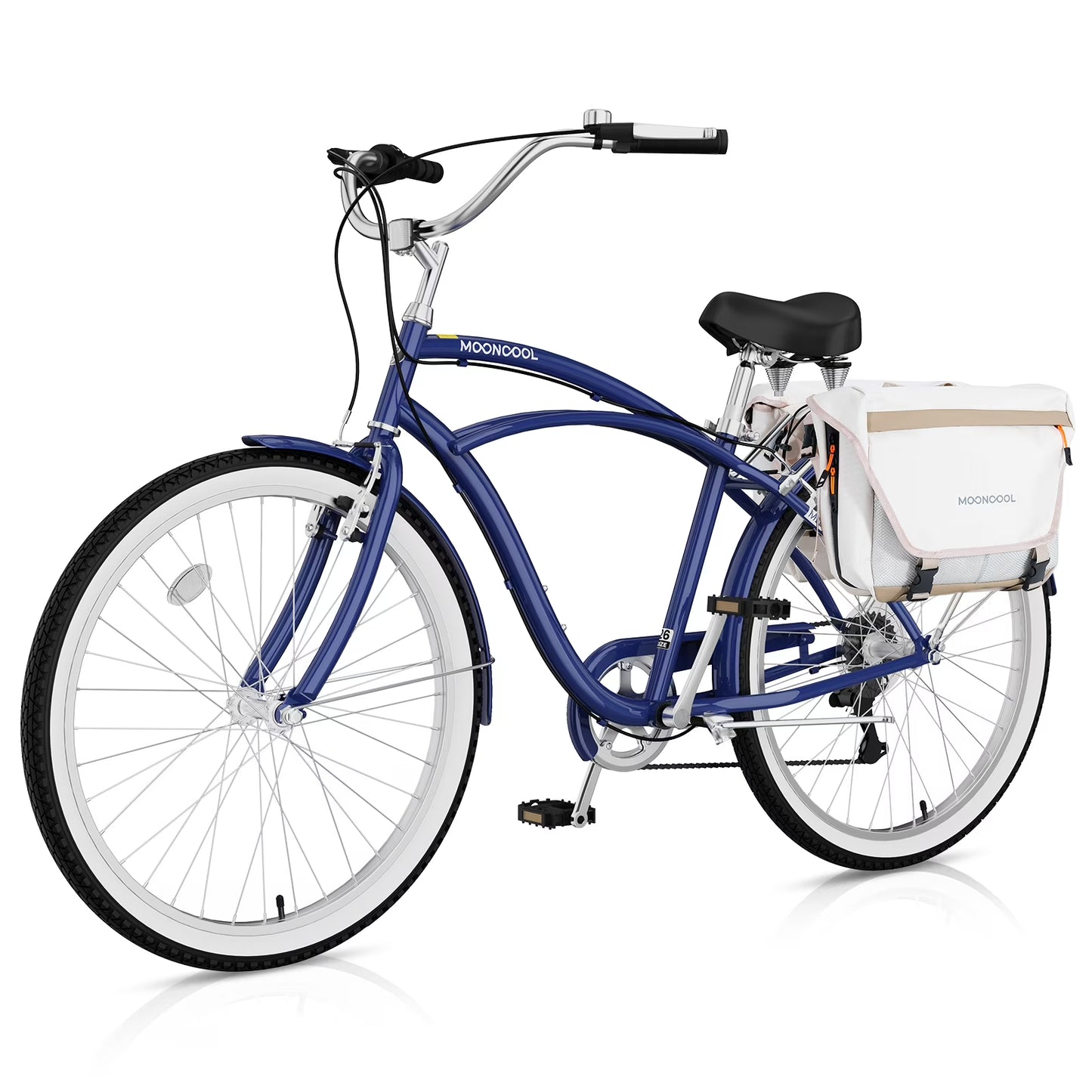 Lilypelle Adults Beach Cruiser Bicycle, 24" 26" Wheel 7 Speed Bike Fits Rider: 4'11"-6'2", Step Through Bikes for Commuting, Unisex