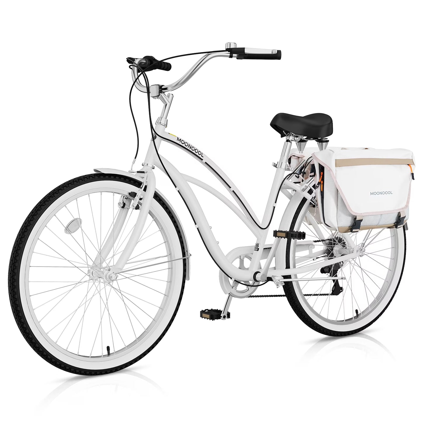 Lilypelle Adults Beach Cruiser Bicycle, 24" 26" Wheel 7 Speed Bike Fits Rider: 4'11"-6'2", Step Through Bikes for Commuting, Unisex