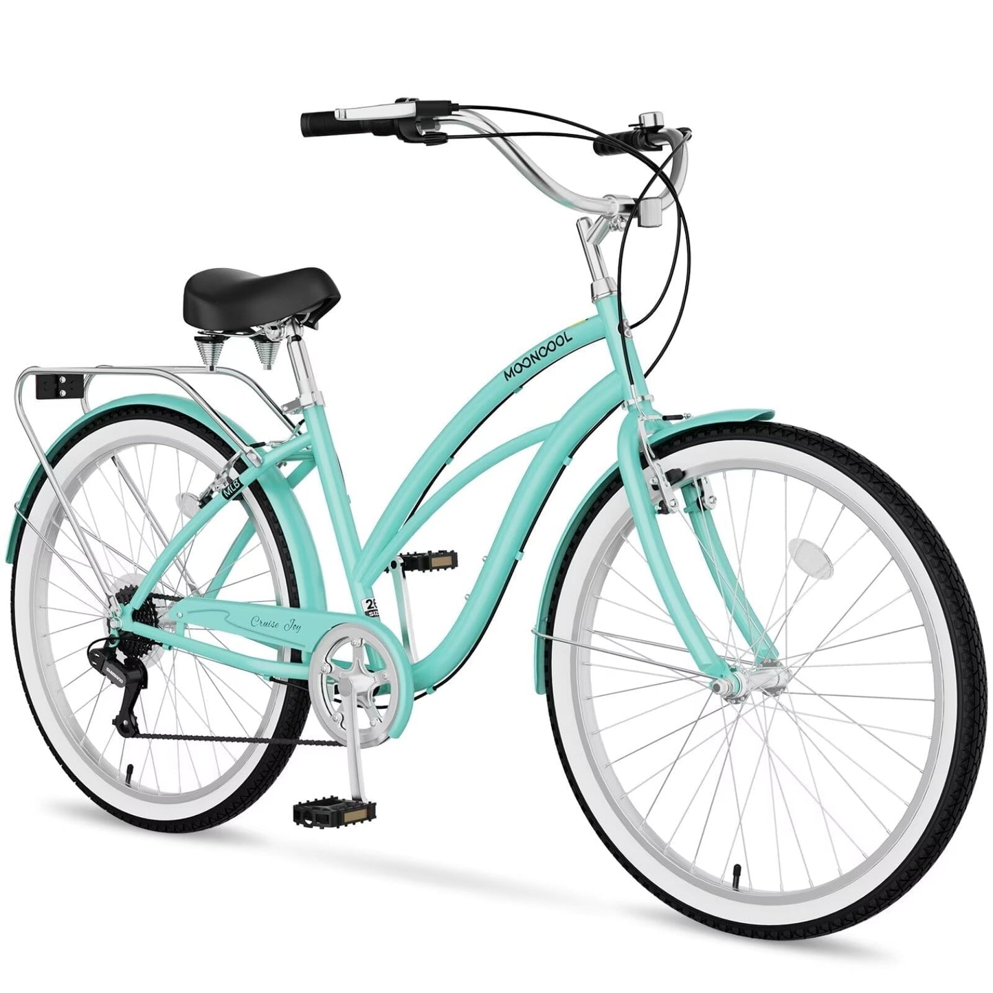 Lilypelle Beach Cruiser Bicycle, 7 Speed Bike with 24" 26" Wheel Fits Rider: 4'11"-6'2", Step Through Bikes for Commuting, Unisex
