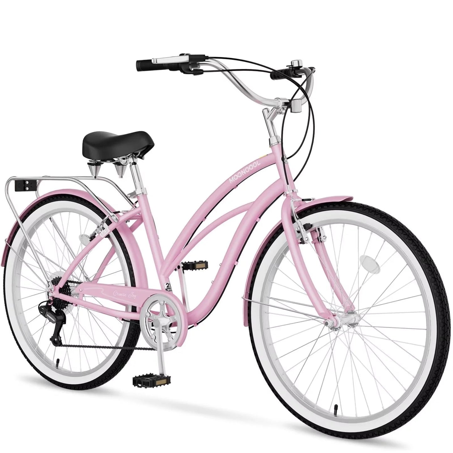 Lilypelle Beach Cruiser Bicycle, 7 Speed Bike with 24" 26" Wheel Fits Rider: 4'11"-6'2", Step Through Bikes for Commuting, Unisex