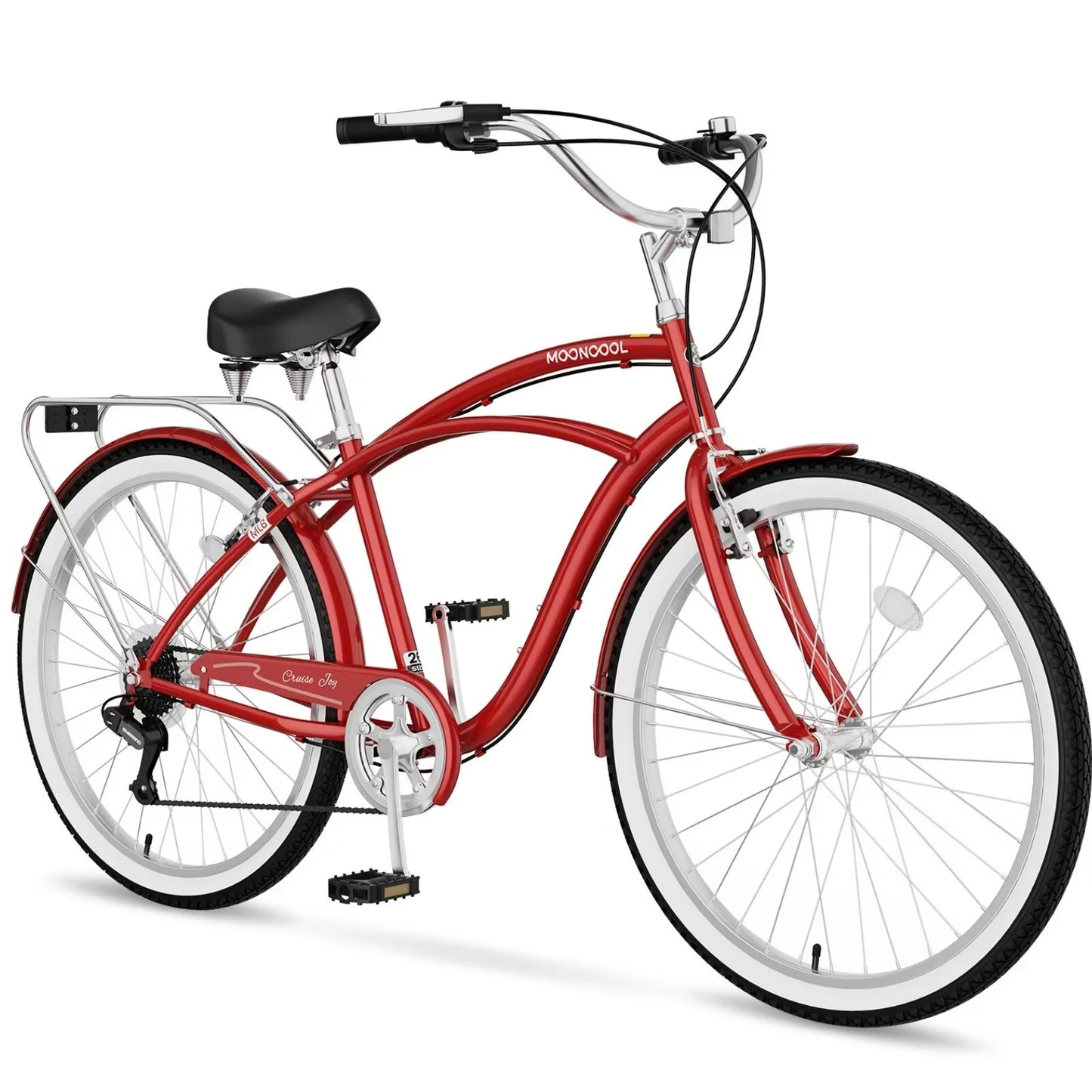 Lilypelle Beach Cruiser Bicycle, 7 Speed Bike with 24" 26" Wheel Fits Rider: 4'11"-6'2", Step Through Bikes for Commuting, Unisex