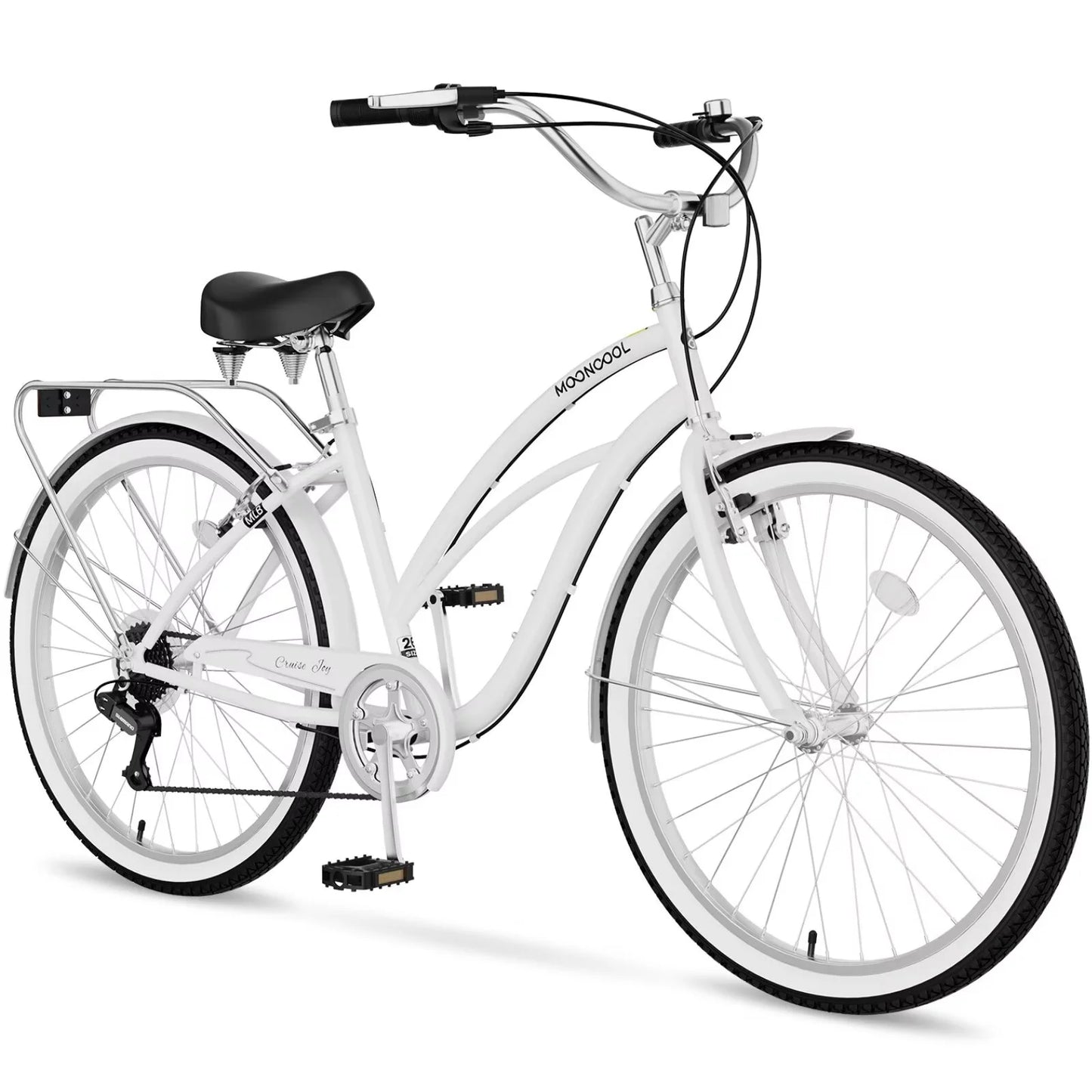 Lilypelle Beach Cruiser Bicycle, 7 Speed Bike with 24" 26" Wheel Fits Rider: 4'11"-6'2", Step Through Bikes for Commuting, Unisex