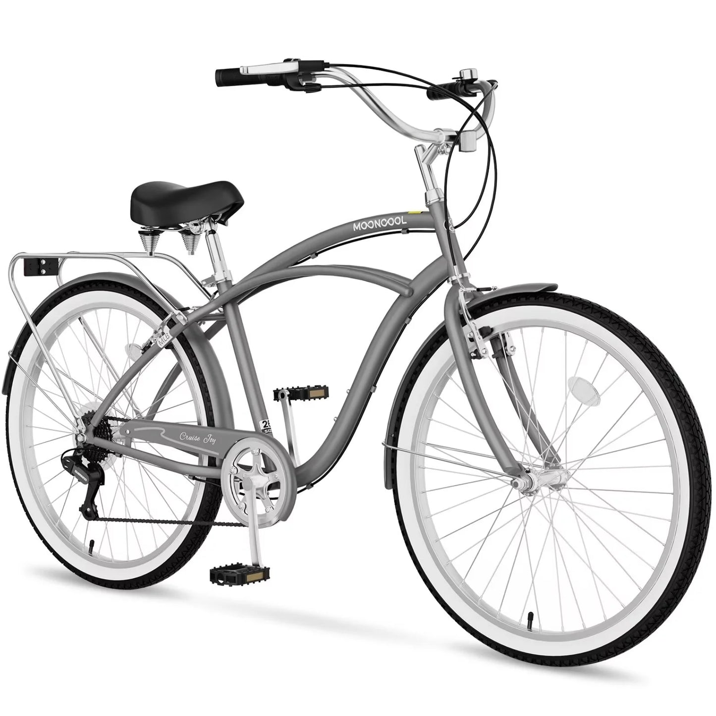 Lilypelle Beach Cruiser Bicycle, 7 Speed Bike with 24" 26" Wheel Fits Rider: 4'11"-6'2", Step Through Bikes for Commuting, Unisex