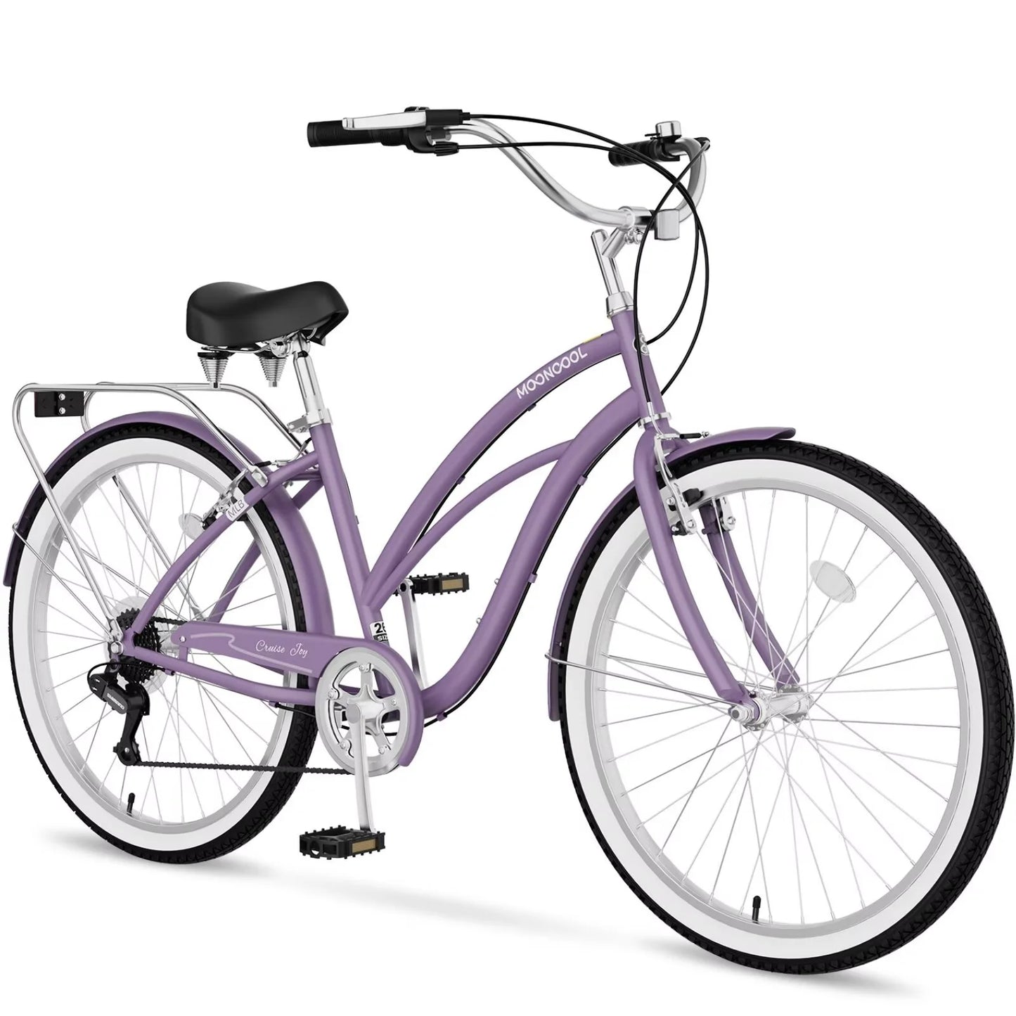 Lilypelle Beach Cruiser Bicycle, 7 Speed Bike with 24" 26" Wheel Fits Rider: 4'11"-6'2", Step Through Bikes for Commuting, Unisex