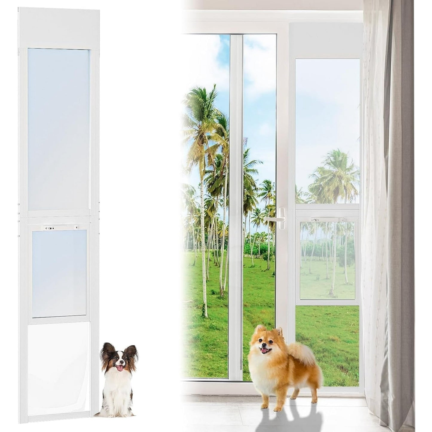 Lilypelle Dog Door for Sliding Glass Door, 74.8''-80.7'' Adjustable Sliding Glass Door for Small Dog & Cat Door