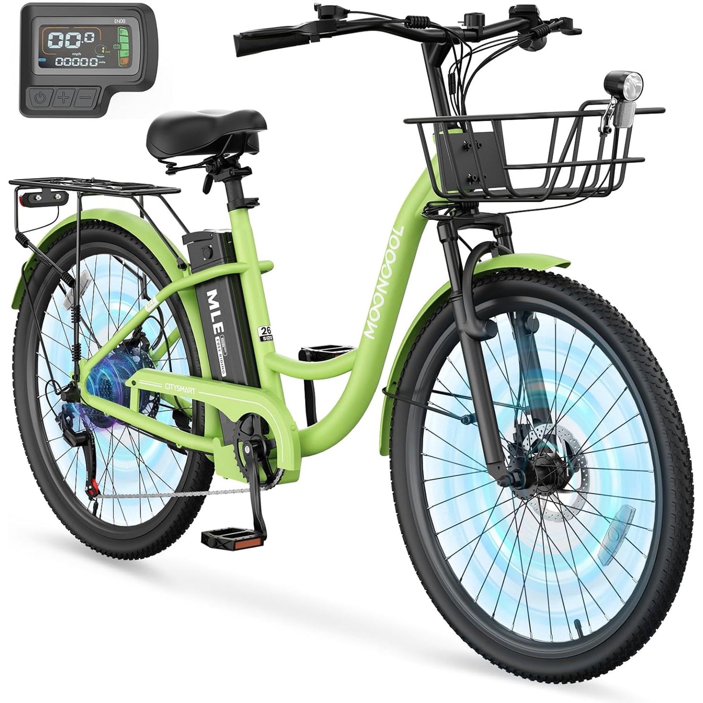 Lilypelle Electric Bike for Women Adults, 700W Peak Power, 40 Miles Electric Cruiser Bike with 36V 10.4Ah Battery, 7-Speed Electric Bicycle, 26" Tires and Front Fork Suspension