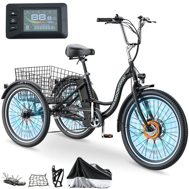 Lilypelle Electric Tricycle for Adults, 350W Electric Trike 7 Speed with 36V removable Battery, 3 Wheel Electric Bikes for Women Men Seniors, 450lb, 24/26 inch Tire