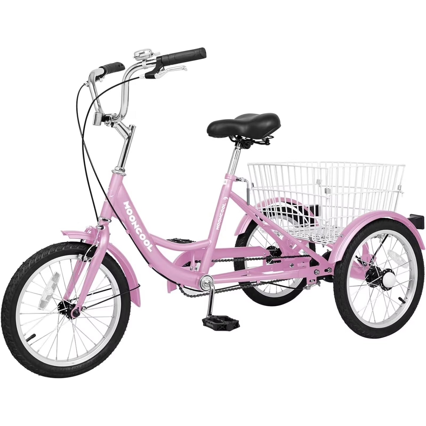 Lilypelle 16 inch Tricycle Kids Trikes for Beginner Riders, Single Speed 3 Wheel Bikes for Boys Girls, Low Step Through Three-Wheeled Bicycles with Rear Basket