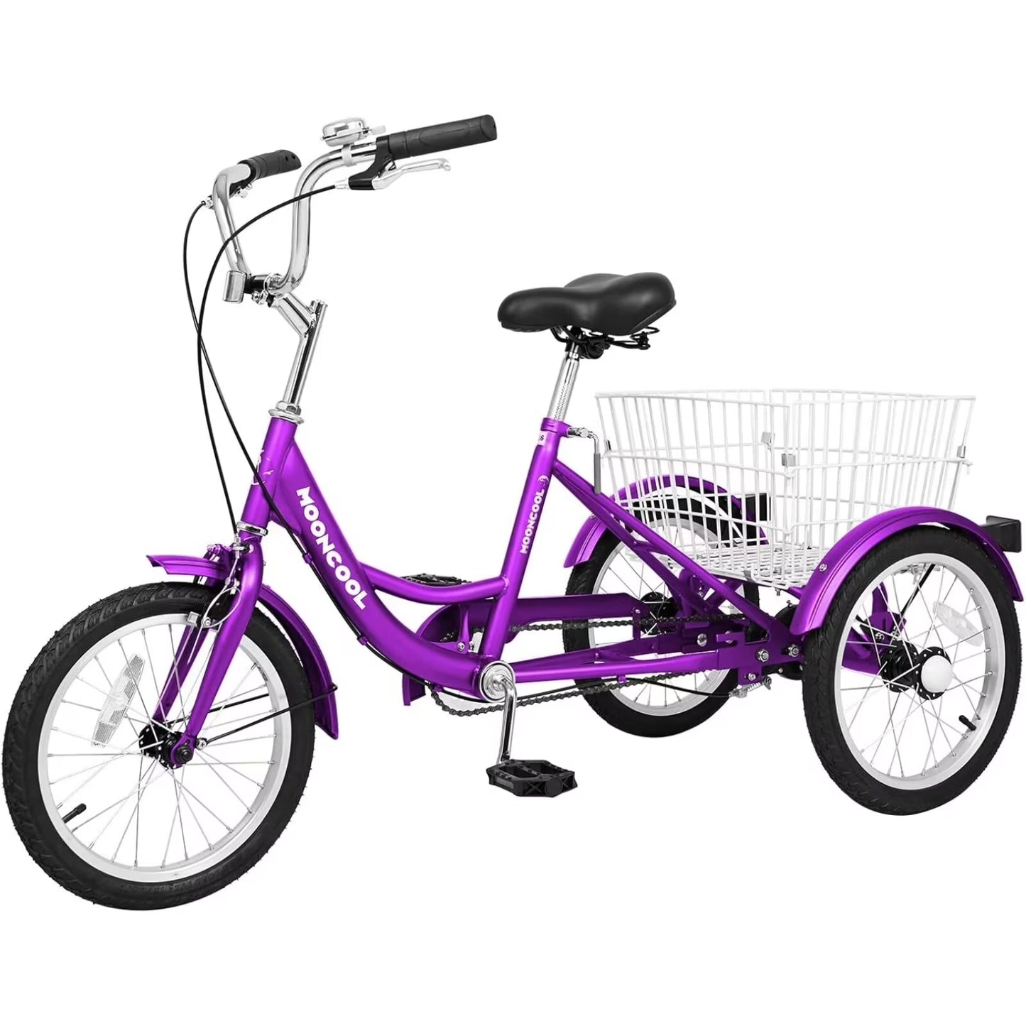 Lilypelle 16 inch Tricycle Kids Trikes for Beginner Riders, Single Speed 3 Wheel Bikes for Boys Girls, Low Step Through Three-Wheeled Bicycles with Rear Basket