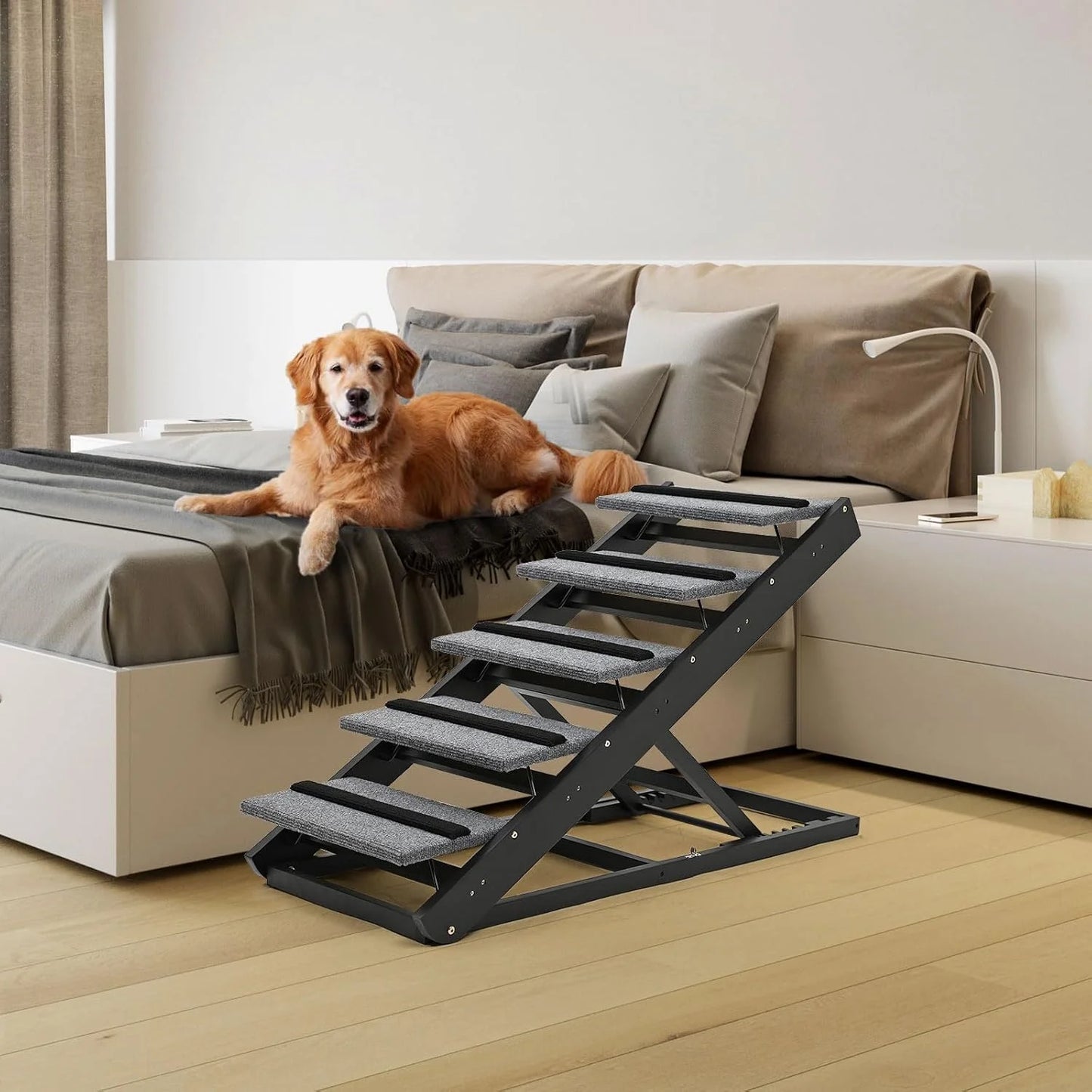 LILYPELLE Foldable Pet Ramp Bed for Dogs Cats with Non-slip Rubber