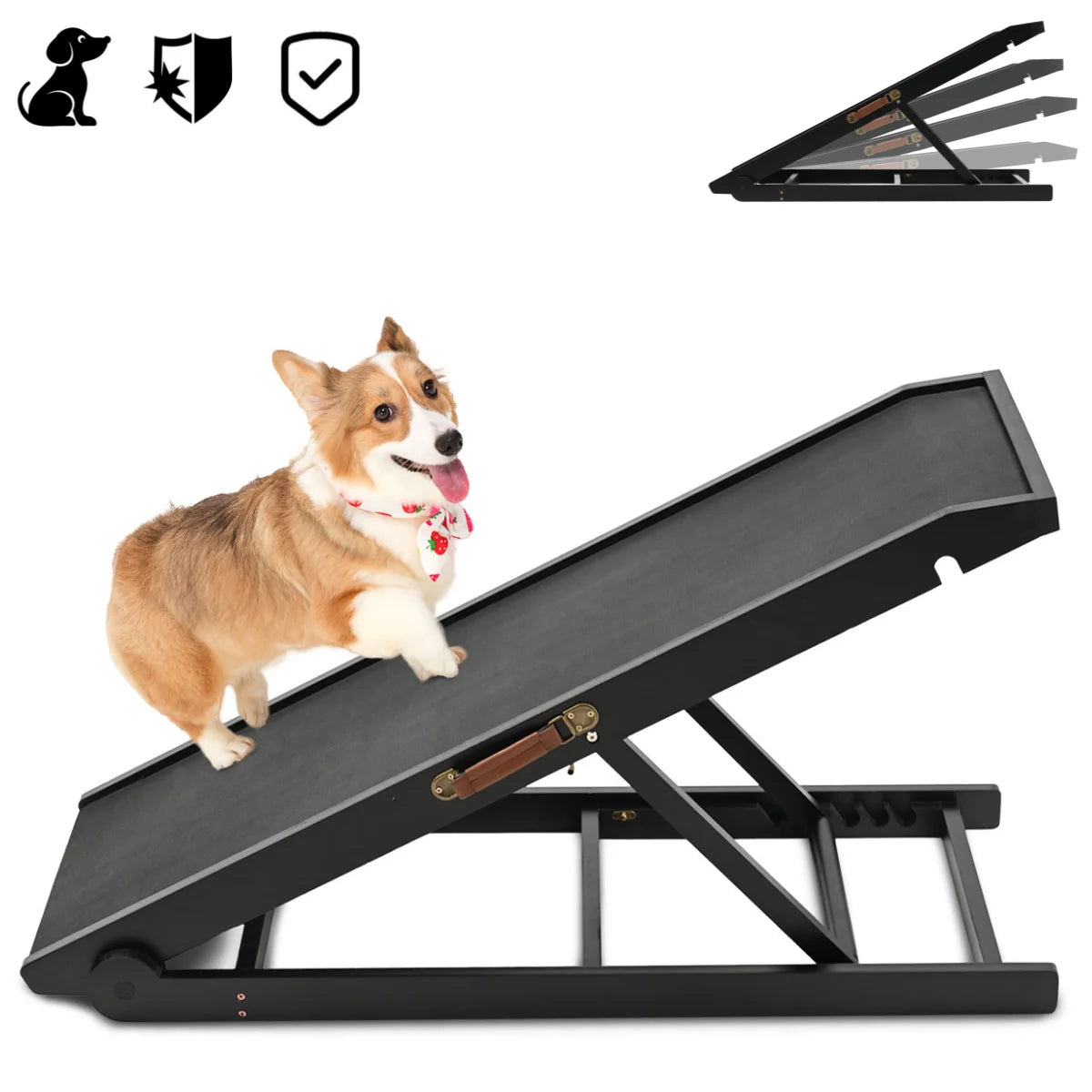 LILYPELLE Foldable Pet Ramp Bed for Dogs Cats with Non-slip Rubber