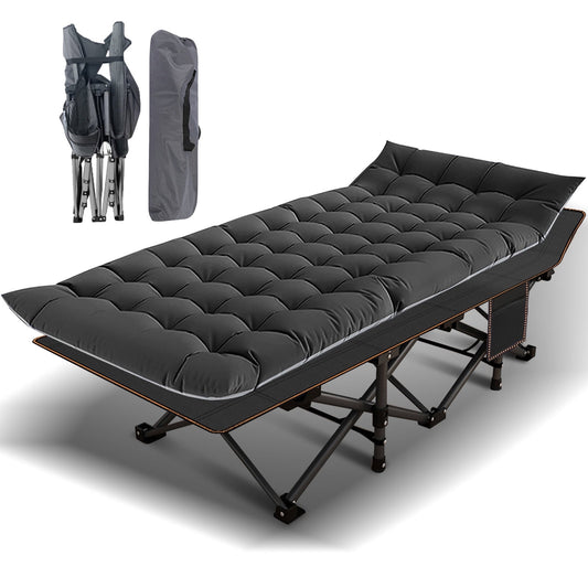 Lilypelle Folding Camping Cot for Adults, Portable Sleeping Cot, Folding Cot Rollaway Guest Bed with 3.3 inch 2 Sided Mattress and Carry Bag