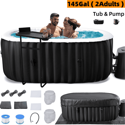 Lilypelle Inflatable Hot Tub, 72” X 47” X 25” Portable Blow Up Hot Tub for 2 Adults, Outdoor Spa with 110 Bubble Jets and Built in Heater Pump, Filter