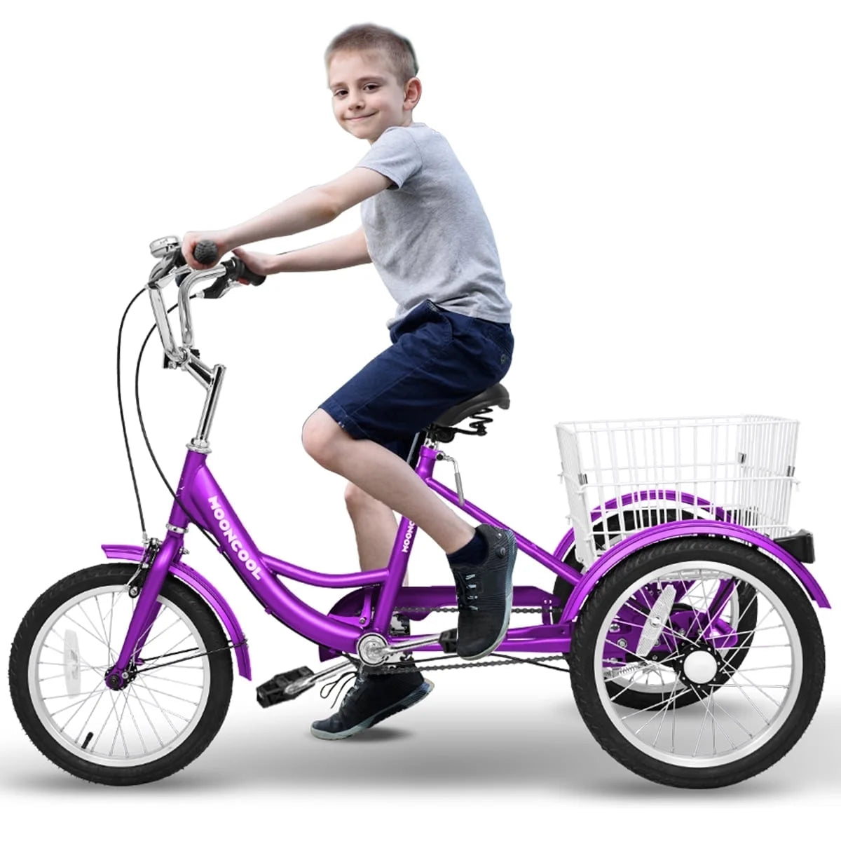Lilypelle Kids Tricycle with 16" Wheels，1-Speed Trike for Adult Beginner Riders, 3 Wheels Bike with Basket for Exercise & Shopping & Picnic，Stars&Stripes