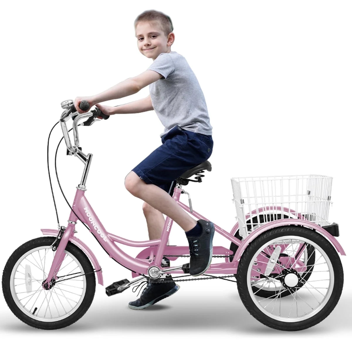 Lilypelle Kids Tricycle with 16" Wheels，1-Speed Trike for Adult Beginner Riders, 3 Wheels Bike with Basket for Exercise & Shopping & Picnic，Stars&Stripes