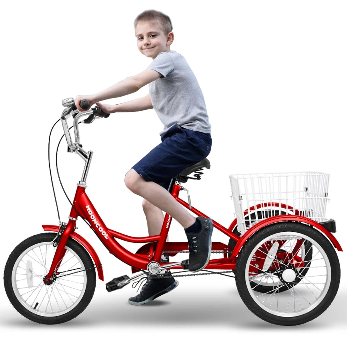 Lilypelle Kids Tricycle with 16" Wheels，1-Speed Trike for Adult Beginner Riders, 3 Wheels Bike with Basket for Exercise & Shopping & Picnic，Stars&Stripes