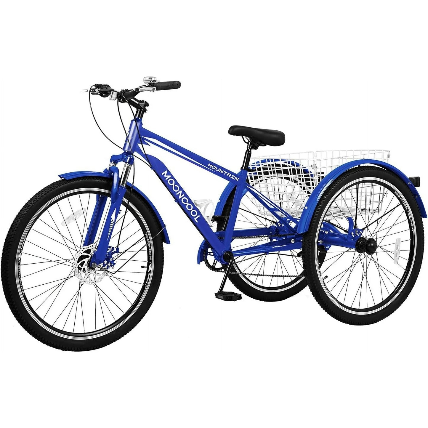 Lilypelle Mountain Tricycle for Adults, MTB 7 Speed Three Wheel Bike, Trike with Cargo Basket & Disc Brake for Women, Men, Seniors