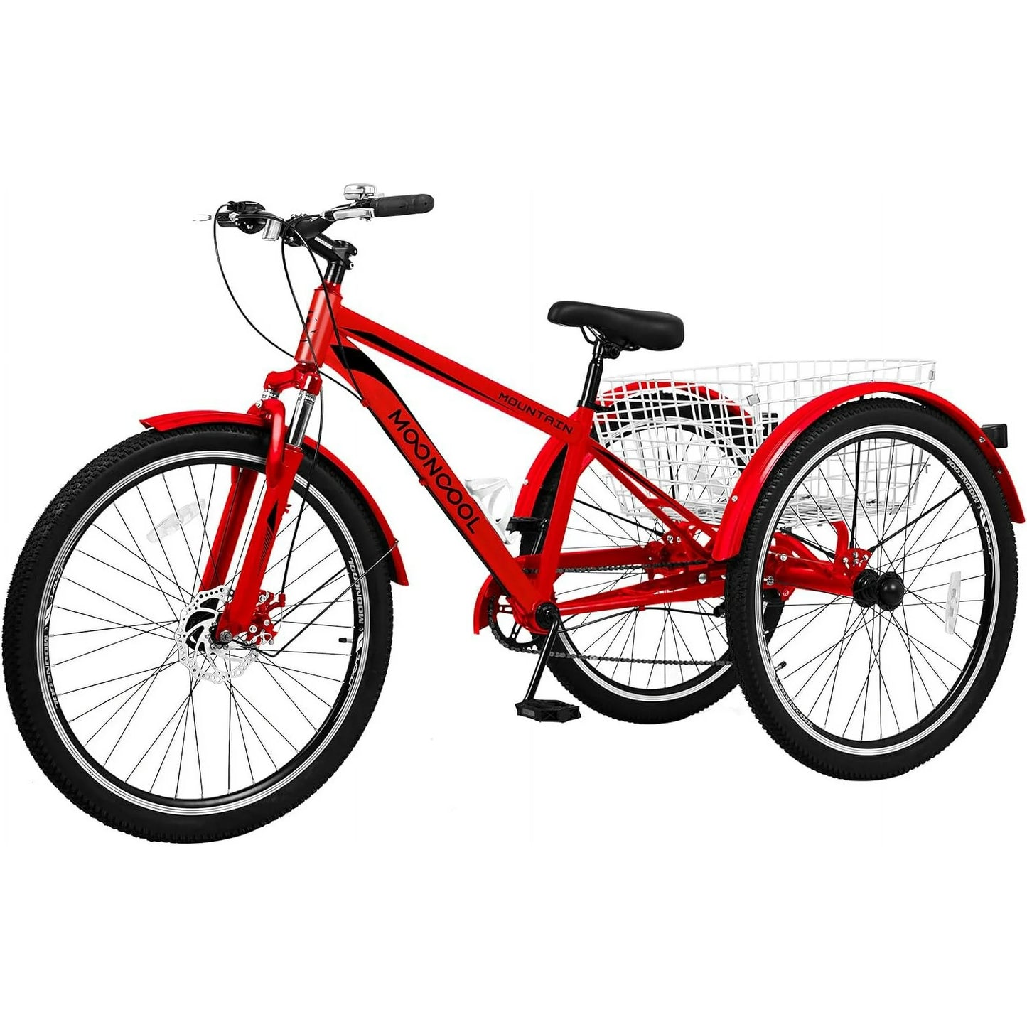 Lilypelle Mountain Tricycle for Adults, MTB 7 Speed Three Wheel Bike, Trike with Cargo Basket & Disc Brake for Women, Men, Seniors