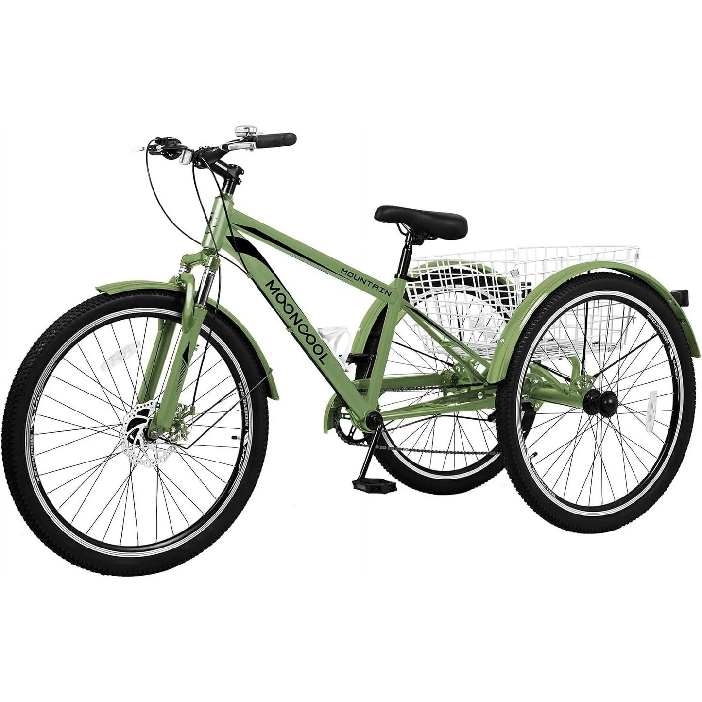 Lilypelle Mountain Tricycle for Adults, MTB 7 Speed Three Wheel Bike, Trike with Cargo Basket & Disc Brake for Women, Men, Seniors