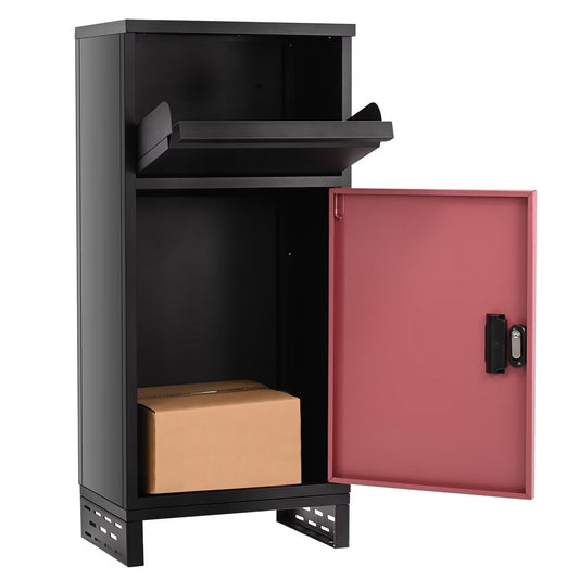 Lilypelle Outside Package Delivery Boxes , 7" x 11" x 34" Large Galvanized Steel Wall and Floor Mount Locking Mailbox, Anti-Theft Delivery Box for Porch, IPX3 Waterproof