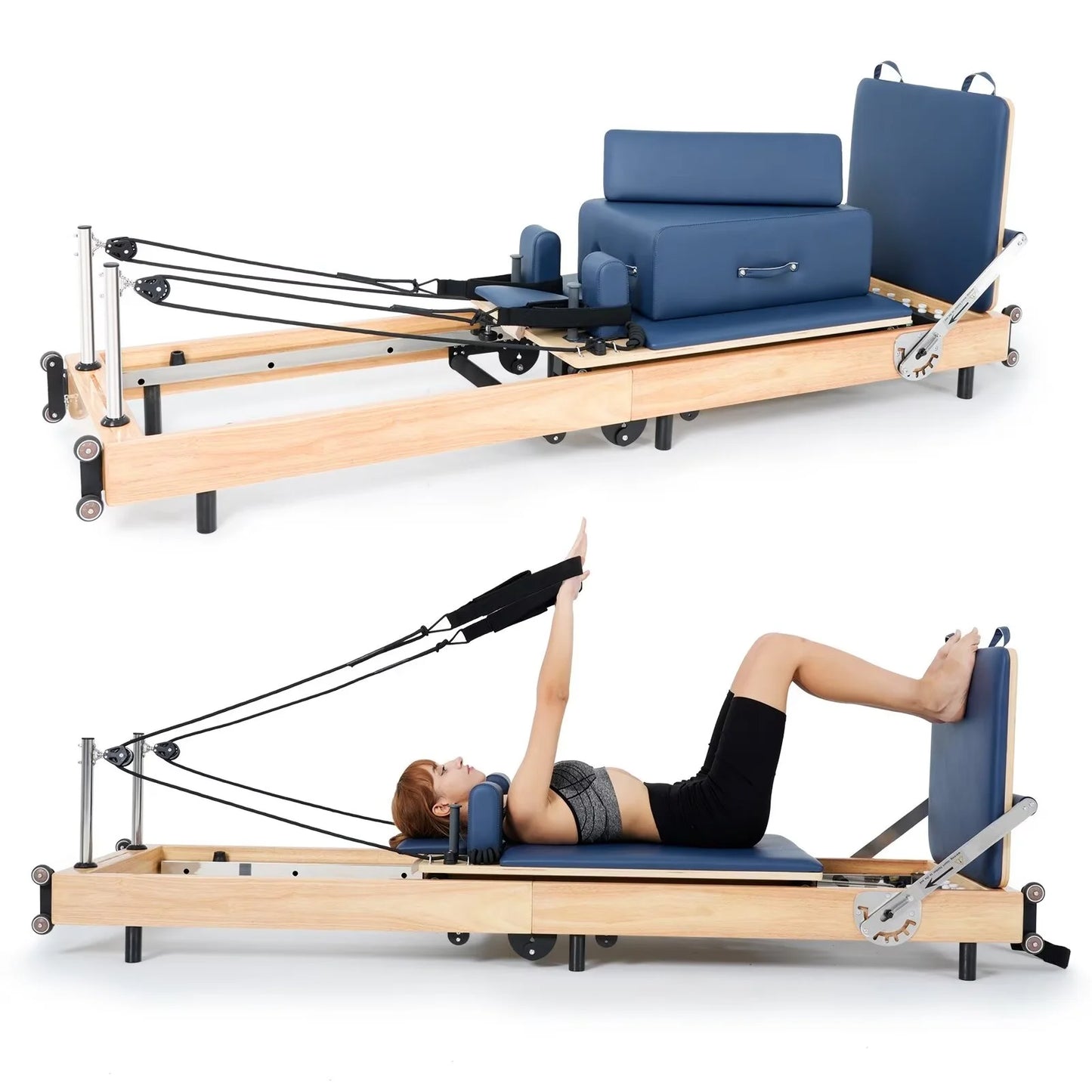 Lilypelle Pilates Reformer Machine Equipment with Spring for Home Workout,Foldable Reformer Pilates for Beginner ,300lbs load-bearing