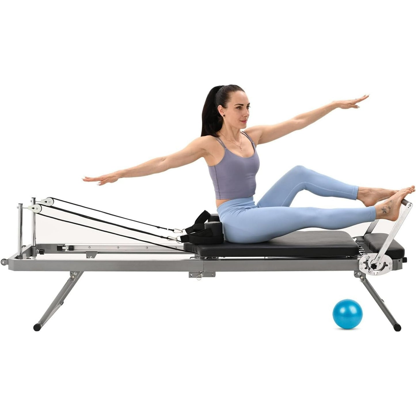 Lilypelle Pilates Reformer Machine Equipment with Spring for Home Workout,Foldable Reformer Pilates for Beginner ,300lbs load-bearing