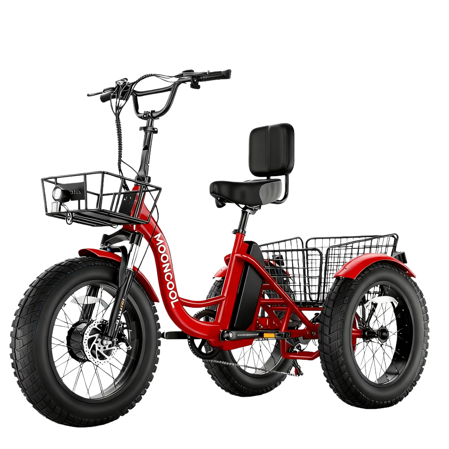 MOONCOOL All-Terrain Electric Tricycle for Adults, 1100w Motor 48V 14.5Ah Battery,7-Speed 20" x 4.0" Fat Tire 3 Wheel Electric Bike , 25-60 miles