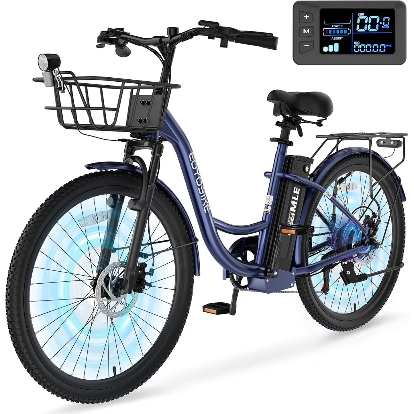 MOONCOOL Electric Bicycle for Adults 350W , 7-Speed Ebike with 36V 10.4Ah Removable Battery， 40 Miles Range , 20 mph Electric Commuter Bike for Women Men