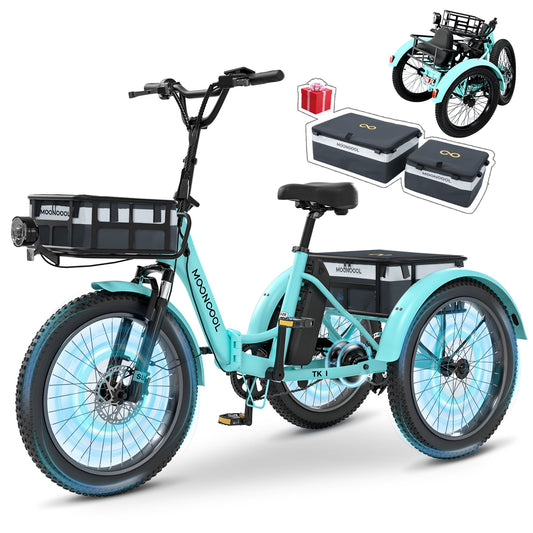 MOONCOOL Electric Trike, Electric Tricycle for Adults, 20" Folding 3 Wheels Electric Bicycle, 48V 750W Motorized Three Wheel Ebike with Aluminum Frame, Removable Battery and Basket, UL2849