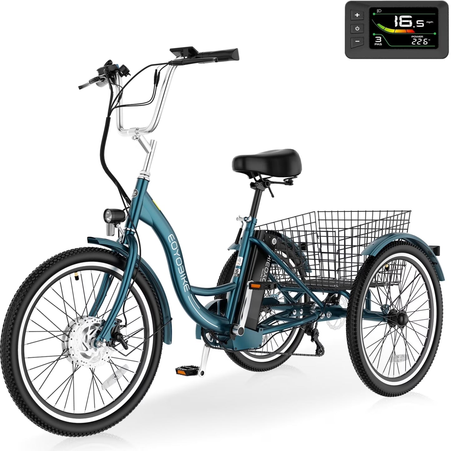 MOONCOOL MC350 Electric Tricycle for Adults, 350W Motorized Electric trike with 36V 10.4Ah Removable lithium battery,24"/26" 7 Speeds 3 Wheels Electric Bikes